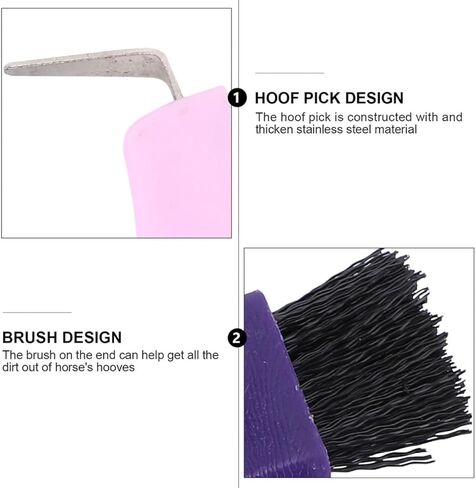 DOITOOL 2pcs Horse Hoof Pick Brush with Stiff Bristles Plastic Handle Horseshoe Cleaning Tool for Equestrian Grooming and Hoof Care Random Color in Kuwait