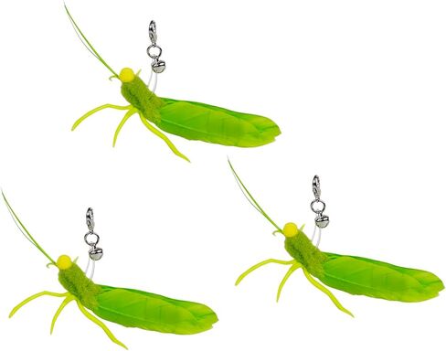 TTcat Feather Toys, 3 Pcs Simulation Insects Grasshopper Refills, Cat Toys Replacement Feathers for Cat Kitten Wand. in Kuwait
