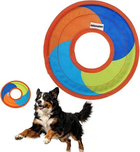 EXPAWLORER Flying Disc Dog Toy, Durable Outdoor Interactive Fetch Flyer, Lightweight Water-Floating Pet Toys, Safe Gentle on Teeth for Medium Large Breeds, Perfect for Beach Pool Play & Training in Kuwait
