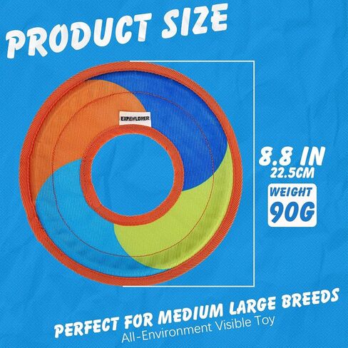 EXPAWLORER Flying Disc Dog Toy, Durable Outdoor Interactive Fetch Flyer, Lightweight Water-Floating Pet Toys, Safe Gentle on Teeth for Medium Large Breeds, Perfect for Beach Pool Play & Training in Kuwait