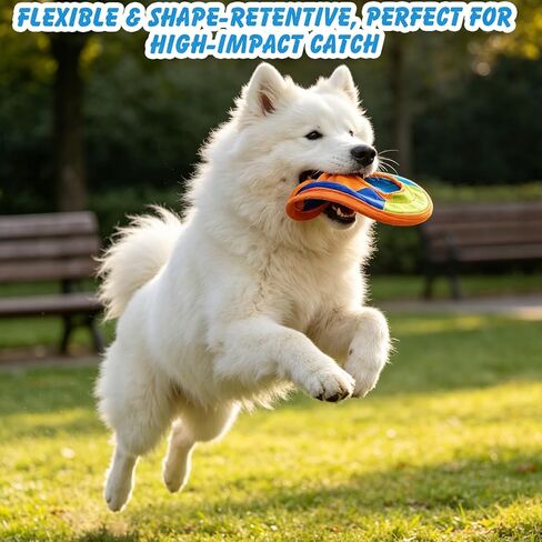 EXPAWLORER Flying Disc Dog Toy, Durable Outdoor Interactive Fetch Flyer, Lightweight Water-Floating Pet Toys, Safe Gentle on Teeth for Medium Large Breeds, Perfect for Beach Pool Play & Training in Kuwait