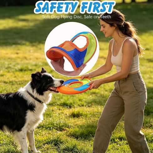EXPAWLORER Flying Disc Dog Toy, Durable Outdoor Interactive Fetch Flyer, Lightweight Water-Floating Pet Toys, Safe Gentle on Teeth for Medium Large Breeds, Perfect for Beach Pool Play & Training in Kuwait