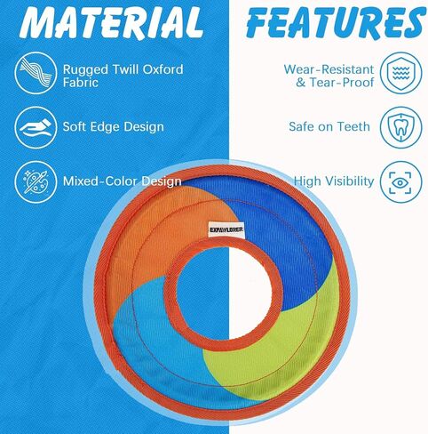 EXPAWLORER Flying Disc Dog Toy, Durable Outdoor Interactive Fetch Flyer, Lightweight Water-Floating Pet Toys, Safe Gentle on Teeth for Medium Large Breeds, Perfect for Beach Pool Play & Training in Kuwait