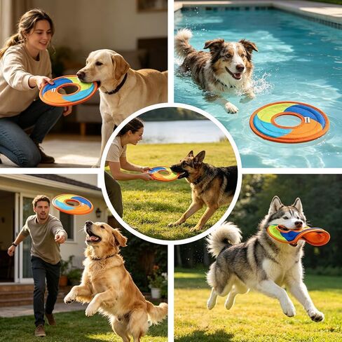 EXPAWLORER Flying Disc Dog Toy, Durable Outdoor Interactive Fetch Flyer, Lightweight Water-Floating Pet Toys, Safe Gentle on Teeth for Medium Large Breeds, Perfect for Beach Pool Play & Training in Kuwait