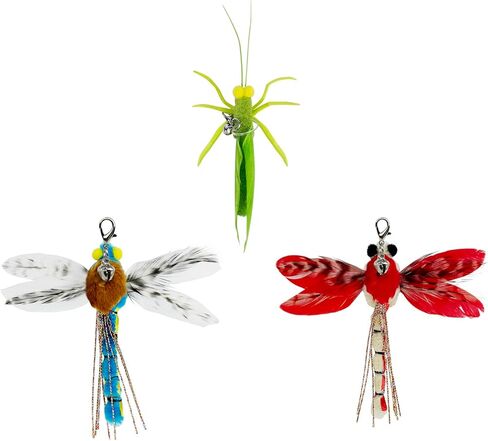 TTcat Feather Toys, 3 Pcs Simulation Insects Grasshopper Refills, Cat Toys Replacement Feathers for Cat Kitten Wand. in Kuwait