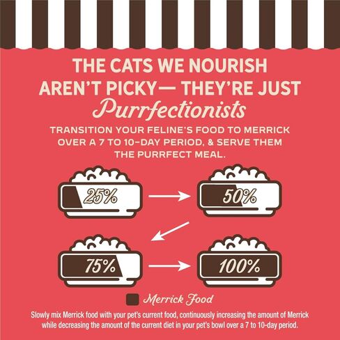 Merrick Purrfect Bistro، سمك السلمون اللذيذ والبطاطا الحلوة، وصفة للبالغين، طعام القطط الرطب الطبيعي في المرق، مكونات لذيذة ممتازة، طعام القطط عالي البروتين - (عبوة من 24 قطعة) 3 أونصة. علب in Kuwait