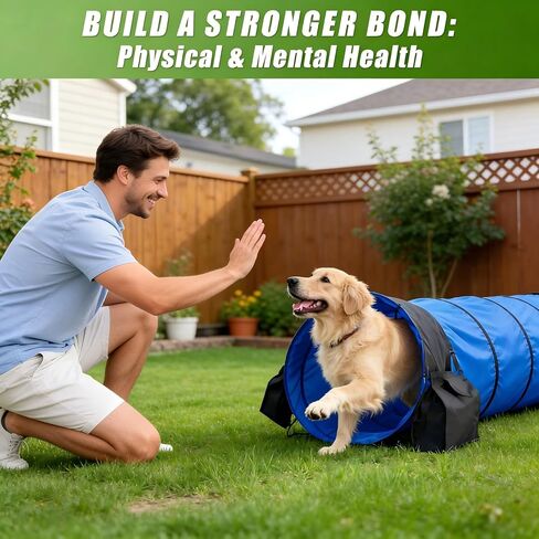 28in Dog Tunnel for Large Dogs, 10ft Heavy Duty Dog Agility Training Equipment with 3 Sandbags & 4 Stakes, Portable Pop Up Pet Play Tunnel, Professional Agility Kit in Kuwait