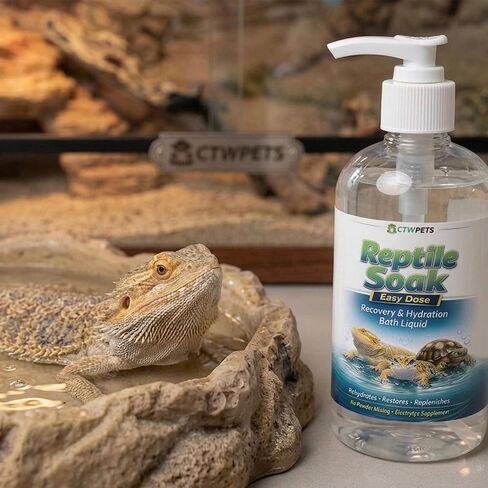CTWPets Reptile Electrolyte Soak – Vitamin & Electrolyte Bath Concentrate for Bearded Dragons, Leopard Geckos, Tortoises & Snakes – Makes 100+ Baths (8oz, Easy Soak) in Kuwait