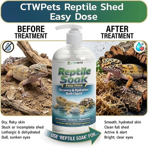 CTWPets Reptile Electrolyte Soak – Vitamin & Electrolyte Bath Concentrate for Bearded Dragons, Leopard Geckos, Tortoises & Snakes – Makes 100+ Baths (8oz, Easy Soak) in Kuwait