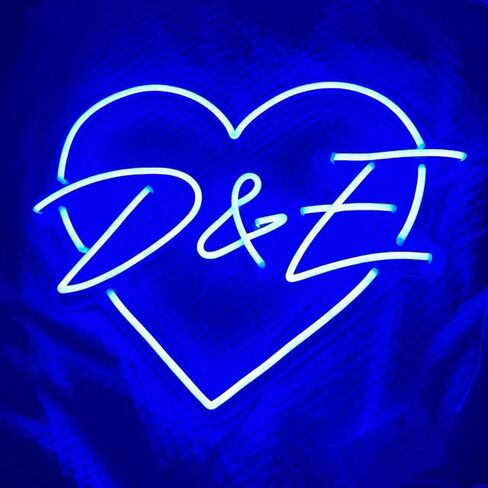 Custom Initial Neon Sign with Heart for Wedding, Home Decor Initials with heart Neon Sign Wedding Neon Sign Heart Initial Wedding Sign Heart Initial Neon Sign for Wedding (12V Plug) in Kuwait