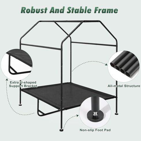 Pawaboo 47'' XL Dog House Outdoor for Medium Large Breeds, Weatherproof Large Dog Shelter, Elevated Dogs Bed & Breathable Mesh Windows, Larges Dogs Houses Outdoor/Indoor for All Seasons, Grey in Saudi Arabia