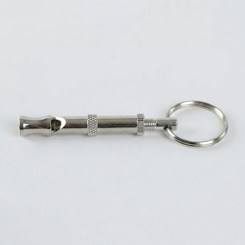 Dog Training Whistle, Silver Metal Adjustable Pitch with Key Ring, Compact 1pc for Recall Practice and Obedience Cues, Everyday Carry for Walks in Kuwait