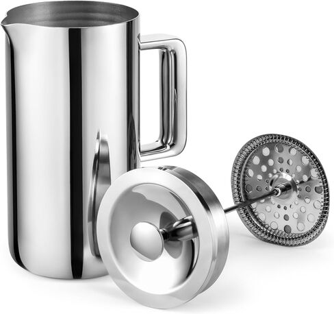 aarke Coffee Press - Premium 100% Stainless Steel Coffee Maker, 34oz (1L) Insulated Double-Walled Vacuum Body with Cool-Touch Exterior and Precision Mesh Filter in Kuwait