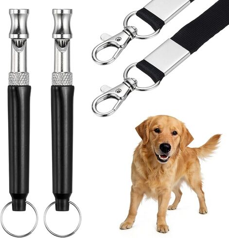 Dog Whistle, Dog Whistle to Stop Barking, Adjustable Ultrasonic Silent Pet Barking Stopper with Lanyard (Black/Blue, 2 Pcs) Intended for All Puppies/Recall Control/Command Training in Saudi Arabia