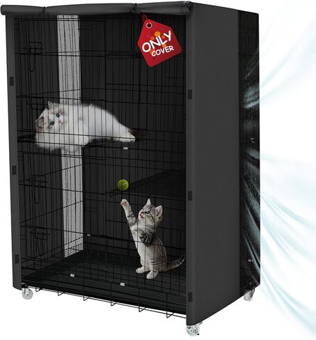 ExploreLand Breathable Catio Cover,Blackout Cat cage Cover for Pets' Good Night &Sunshade,36" L x 24" W x 50" H,Fits for Amazon Basics Cat Cage(Cover Only) in Kuwait