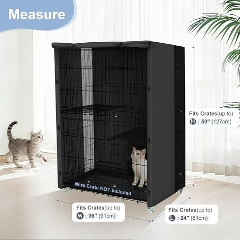 ExploreLand Breathable Catio Cover,Blackout Cat cage Cover for Pets' Good Night &Sunshade,36" L x 24" W x 50" H,Fits for Amazon Basics Cat Cage(Cover Only) in Kuwait