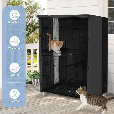 ExploreLand Breathable Catio Cover,Blackout Cat cage Cover for Pets' Good Night &Sunshade,36" L x 24" W x 50" H,Fits for Amazon Basics Cat Cage(Cover Only) in Kuwait