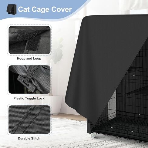 ExploreLand Breathable Catio Cover,Blackout Cat cage Cover for Pets' Good Night &Sunshade,36" L x 24" W x 50" H,Fits for Amazon Basics Cat Cage(Cover Only) in Kuwait