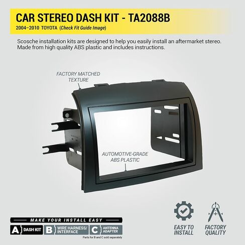 Scosche TA2088B متوافق مع 2004-10 Toyota Sienna ISO Double DIN Dash Kit باللون الأسود in Saudi Arabia