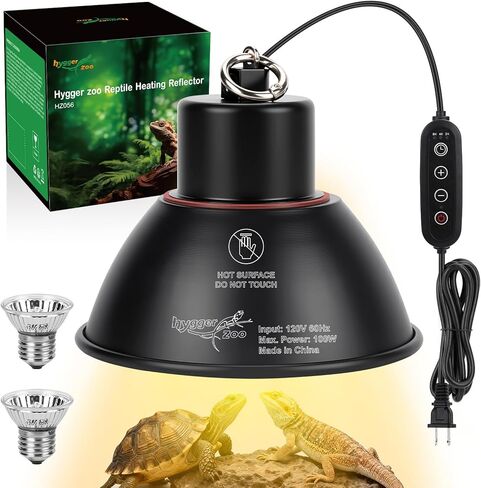 Reptile Heat Lamp Reptile Light Fixture 2Inch Shallow Dome with Dimmer and Cycle Timer, Max 100W, 2 Pack Heat Lamps UVB Bulb UVA Basking Light for Bearded Dragon Turtle Chicken Lizard Snake Gecko Tank in Saudi Arabia