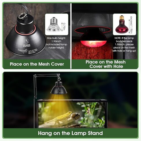 Reptile Heat Lamp Reptile Light Fixture 2Inch Shallow Dome with Dimmer and Cycle Timer, Max 100W, 2 Pack Heat Lamps UVB Bulb UVA Basking Light for Bearded Dragon Turtle Chicken Lizard Snake Gecko Tank in Saudi Arabia