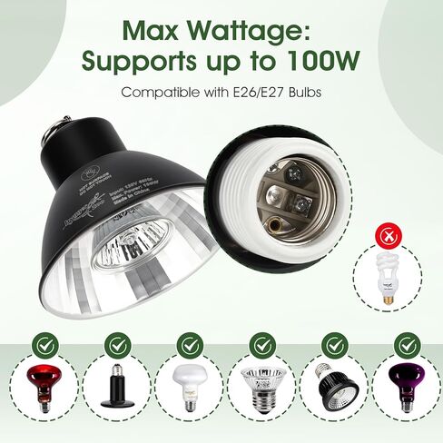 Reptile Heat Lamp Reptile Light Fixture 2Inch Shallow Dome with Dimmer and Cycle Timer, Max 100W, 2 Pack Heat Lamps UVB Bulb UVA Basking Light for Bearded Dragon Turtle Chicken Lizard Snake Gecko Tank in Saudi Arabia