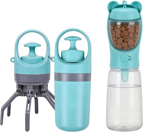 Pooper Scooper for Dogs, Dog Water Bottle with Food Container, Portable Claw Waste Scoop, Easy Clean Up Tool, Lightweight Built-in Garbage Bag Dispenser（Dog Walking Set） in Kuwait