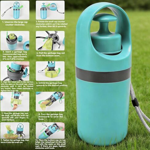 Pooper Scooper for Dogs, Dog Water Bottle with Food Container, Portable Claw Waste Scoop, Easy Clean Up Tool, Lightweight Built-in Garbage Bag Dispenser（Dog Walking Set） in Kuwait