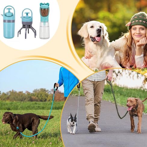 Pooper Scooper for Dogs, Dog Water Bottle with Food Container, Portable Claw Waste Scoop, Easy Clean Up Tool, Lightweight Built-in Garbage Bag Dispenser（Dog Walking Set） in Kuwait