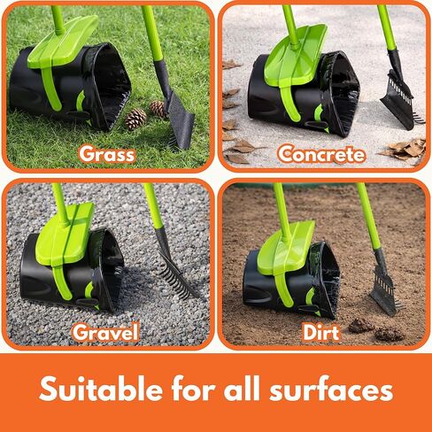 Pupzle Dry & Wet Dog Pooper Scooper with Bag Attachment, 40" Long Handle Pooper Scooper for Large Dogs, Dog Poop Scoop for Yard, Large Capacity Swivel Bin and Rake, 75 Bags, Patent Pending in Kuwait