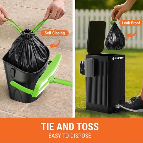 Pupzle Dry & Wet Dog Pooper Scooper with Bag Attachment, 40" Long Handle Pooper Scooper for Large Dogs, Dog Poop Scoop for Yard, Large Capacity Swivel Bin and Rake, 75 Bags, Patent Pending in Kuwait