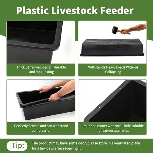 5 Pack Extra Large Capacity 12 Gallon /48 Quart Long Plastic Livestock Trough Heavy Duty Feed and Water Trough for Sheep Horses Pigs Crack Resistant Long Feeder Pan Resists Animal Trampling in Kuwait