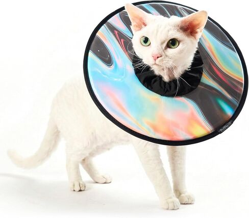 PetThem Soft Cat Cone Collar, Adjustable Cat Recovery Collar, After Surgery to Stop Licking, Waterproof & Easy to Clean, Lightweight Elizabethan Collar for Cats and Small Dogs (Astral Depth, M) in Saudi Arabia