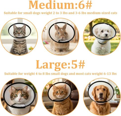 2 Pack Cat Cones to Stop Licking Transparent Plastic, Cat E Collar Pet Cone for After Surgery Comfortable Waterproof Adjustable Recovery Cone to Stop Licking and Scratch for Cats and Small Dogs in Kuwait