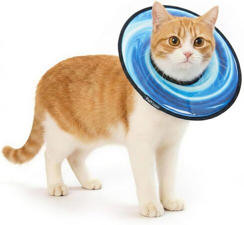 PetThem Soft Cat Cone Collar, Adjustable Cat Recovery Collar, After Surgery to Stop Licking, Waterproof & Easy to Clean, Lightweight Elizabethan Collar for Cats and Small Dogs (Astral Depth, M) in Saudi Arabia