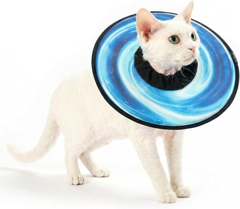 PetThem Soft Cat Cone Collar, Adjustable Cat Recovery Collar, After Surgery to Stop Licking, Waterproof & Easy to Clean, Lightweight Elizabethan Collar for Cats and Small Dogs (Astral Depth, M) in Saudi Arabia