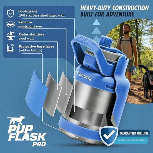 PupFlask Pro Dog Water Bottle | 30 or 50 OZ Double Wall Insulated Stainless Steel | Built-In Flip Cup Bowl | Leak Proof Cap | 24+ Hour Cold Water | Small & Large Dogs | Portable Pet Hydration Bottle in Kuwait