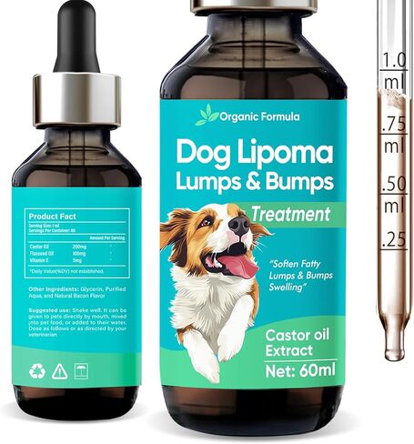 Lipoma Treatment for Dogs Cats - Lipoma Treatment Targets Guard for Dogs Lumps and Bumps, Castor Oil with Reishi & Turkey Tail Mushrooms to Lipoma Reduction & Boost Immune Health, 60ML in Kuwait
