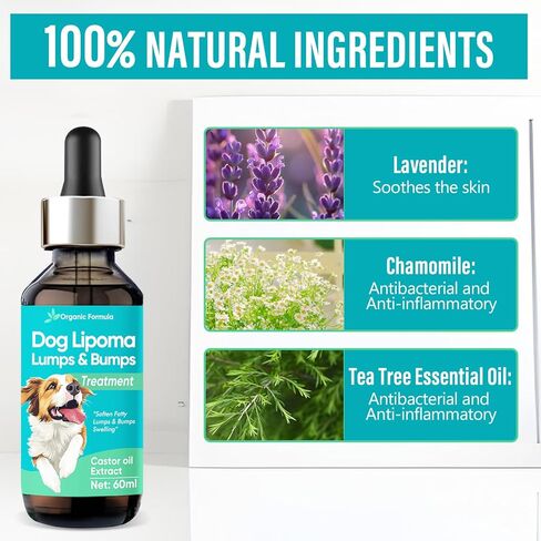 Lipoma Treatment for Dogs Cats - Lipoma Treatment Targets Guard for Dogs Lumps and Bumps, Castor Oil with Reishi & Turkey Tail Mushrooms to Lipoma Reduction & Boost Immune Health, 60ML in Kuwait