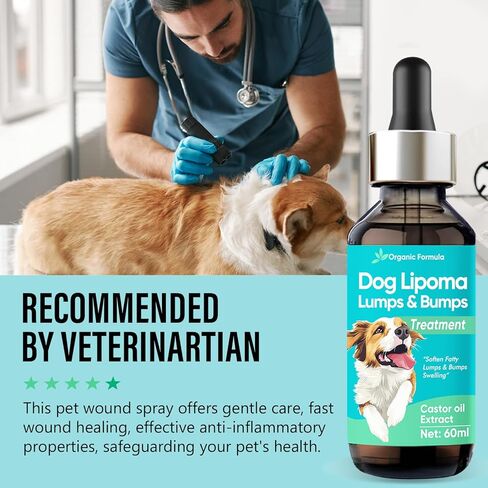 Lipoma Treatment for Dogs Cats - Lipoma Treatment Targets Guard for Dogs Lumps and Bumps, Castor Oil with Reishi & Turkey Tail Mushrooms to Lipoma Reduction & Boost Immune Health, 60ML in Kuwait