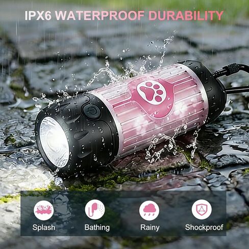Dog Poop Bag Holder with Flashlight 7-Color, USB-C Rechargeable Poop Bag Displenser for Leashes, IPX6 Waterproof Anti-Slip Clip Pet Waste Bag Holder for Walking (1 Dispenser, 30 Bags) in Kuwait