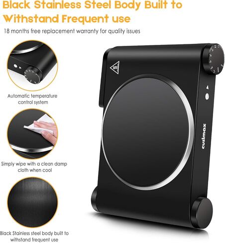 Cusimax Portable Electric Stove, 1200W Infrared Single Burner Heat-up In Seconds, 7 Inch Ceramic Glass Single Hot Plate Cooktop for Dorm Office Home Camp, Compatible w/All Cookware - Upgraded Version in Kuwait