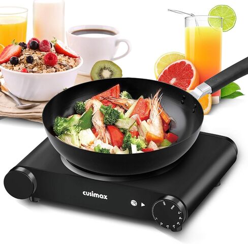 Cusimax Portable Electric Stove, 1200W Infrared Single Burner Heat-up In Seconds, 7 Inch Ceramic Glass Single Hot Plate Cooktop for Dorm Office Home Camp, Compatible w/All Cookware - Upgraded Version in Kuwait