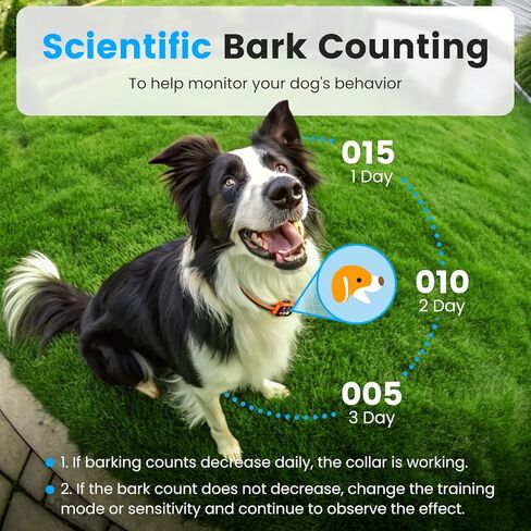 Smart Dog Bark Collar - Anti Barking Device for Large Medium Small Dogs, Stop Excessive Barking & Aggression Behavior, with 5 Modes & 5 Sensitivity, IP67 Waterproof for Indoor/Outdoor Use, Orange in Kuwait