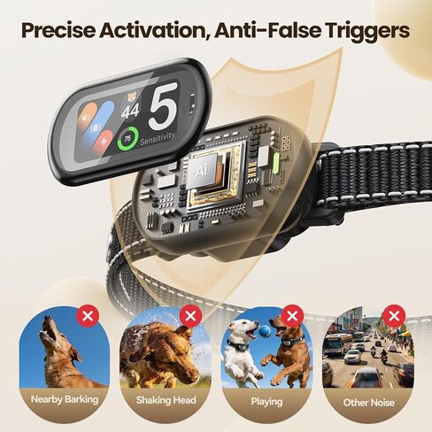ZELLAR Smart AI Bark Collar for Large Medium Small Dogs（8-100lbs）, Anti Barking with 5 Training Modes Humane Training System, 5-Level Sensitivity, IP67 Waterproof, Fits Neck Sizes 8-25 inches in Kuwait