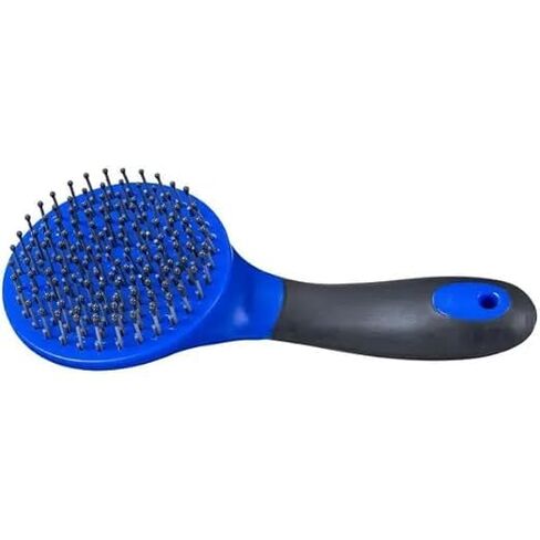 مشط MPMH Ergonomics Mane & Tail، فرشاة تنظيف جلدية ذات شعيرات طويلة من شعر الحصان، مريحة ومتينة وسهلة الاستخدام، مشط احترافي للعناية بالخيول، مشط شوكي للخيول (أزرق/رمادي) in Kuwait