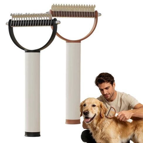 2 Pcs Double Sided Dematting Comb for Cats & Dogs, Undercoat Rake & Deshedding Grooming Tool, Gentle Detangler for Long Thick Hair, Ergonomic Pet Dematting Brush for Shedding (2mix) in Kuwait