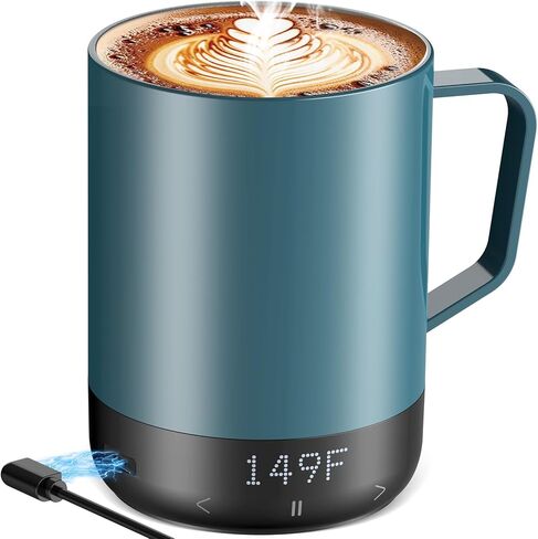 Magnetic Charging Cordless Self Heating Coffee Mug for Dad, Fast Heating & High Temperature 14Oz Smart Coffee Cup Warmer, 120 Mins-Hot Up to 149℉ Smart Mug Warmer, for Men(No APP) in Kuwait