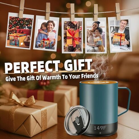 Magnetic Charging Cordless Self Heating Coffee Mug for Dad, Fast Heating & High Temperature 14Oz Smart Coffee Cup Warmer, 120 Mins-Hot Up to 149℉ Smart Mug Warmer, for Men(No APP) in Kuwait