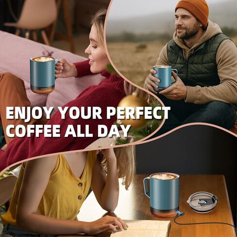 Magnetic Charging Cordless Self Heating Coffee Mug for Dad, Fast Heating & High Temperature 14Oz Smart Coffee Cup Warmer, 120 Mins-Hot Up to 149℉ Smart Mug Warmer, for Men(No APP) in Kuwait